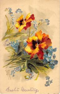 Yellow And Blue Stemmed Flowers Artist Signed Klein Antique Postcard V15476 