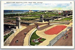Vtg Chicago Illinois IL Grant Park World's Most Beautiful Plaza 1920s Postcard