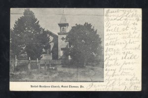 SAINT ST. THOMAS PENNSYLVANIA PA. UNITED BRETHREN CHURCH VINTAGE POSTCARD