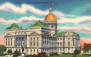 Vintage Postcard 1910's View of Indiana State Capitol Indianapolis Indiana