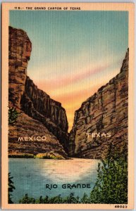Mexico Texas TX, The Grand Canyon, Rio Grande, Cliffs, River, Vintage Postcard