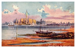 Postcard Cuba Havana from the Quarries - seaport ships