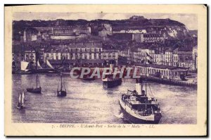 Old Postcard Dieppe L & # 39Avant Port out of the boat Malle