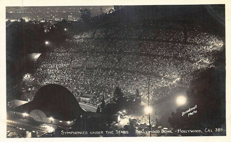 Hollywood CA Hollywood Bowl Symphonies Under The Stars Real Photo Postcard