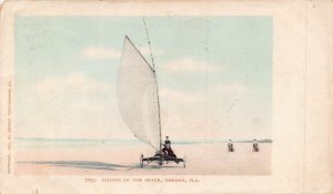 ORMOND FLORIDA FL~SAILING ON THE BEACH~1905 TINTED PHOTO POSTCARD