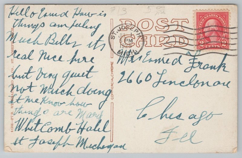 St Joseph Michigan~City Hall & Fire Station~Vintage Postcard 