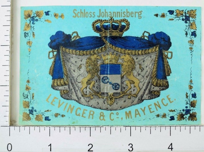 Vintage Bottle Label Schloss Johannisberg Levinger & Co Mayence *C