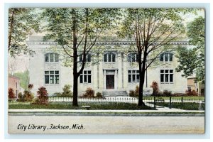 City Library Jackson Michigan 1911 Albion Vintage Antique Postcard 