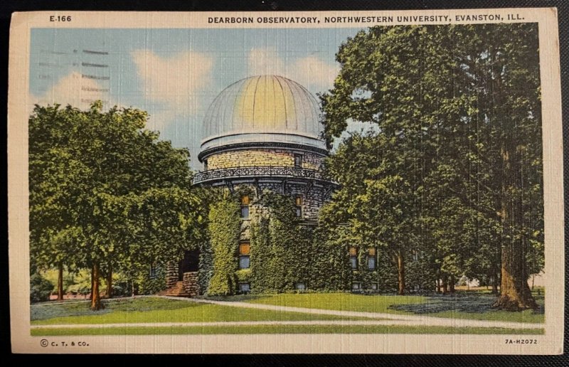 Vintage Postcard 1949 Dearborn Observatory, Northwestern U. Evanston, Illinois