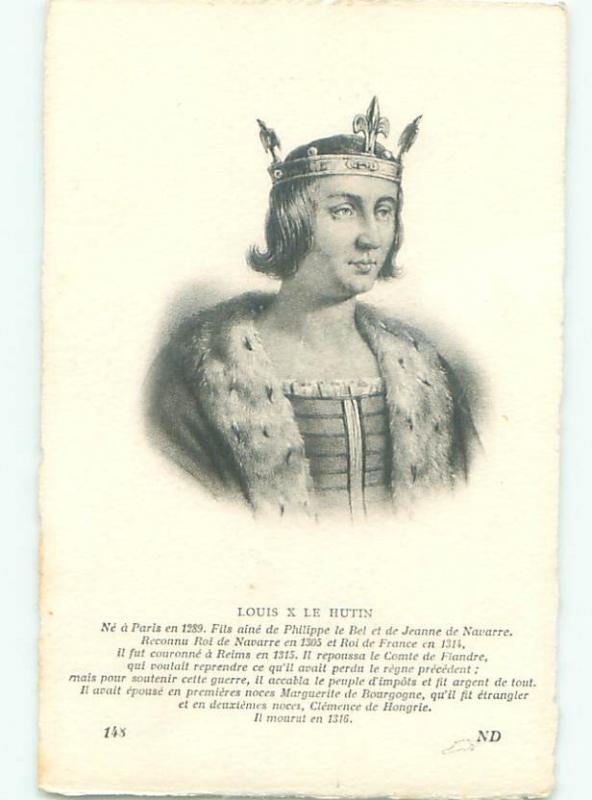 foreign Old Postcard KING LOUIS X OF FRANCE AC2785