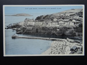 Cornwall LOOE BEACH Hannafore & St. George Island Old Postcard by E.T.W. Dennis 