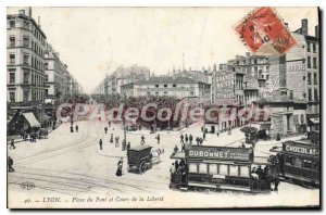 Postcard Old Lyon Place du Pont Learning of Liberty