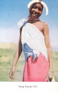 Young Kipsigis Nilotic Girl East Africa Kenya Tanzania Antique Postcard