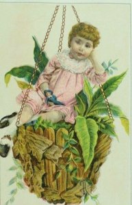 1891 Syrup Pix Liquida Compound Letters On Back Japan Girl In Hanging Basket P82