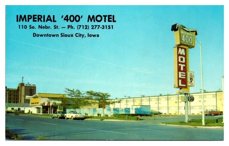 1960s Imperial 400 Motel, Downtown Sioux City, IA Postcard *5N10