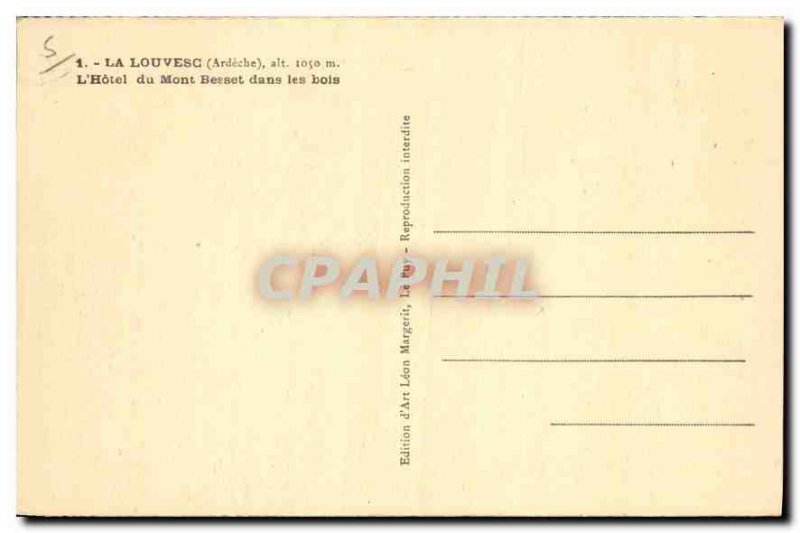 Postcard Old Louvesc the Ardeche Mount Besset Hotel in the woods