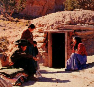 Navajo Family Entrance Of Their Home Vintage Standard View Postcard 