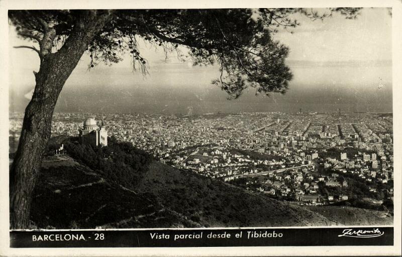 spain, BARCELONA, Vista Parcial desde el Tibidabo (1950s) RPPC