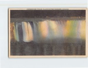 Postcard Horseshoe Falls, Illuminated, Niagara Falls, Canada