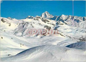 Postcard Modern Crans Montana ski fields and the Bietschhorn