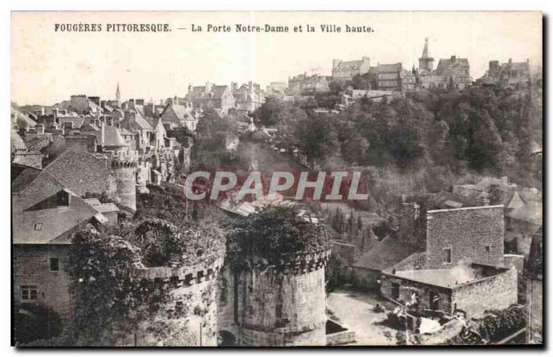 Old Postcard Fougeres Picturesque La Porte Notre Dame and the Upper Town