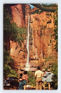 Sinawava Temple Falls Zion National Park Utah UT UNP Chrome Postcard Q2