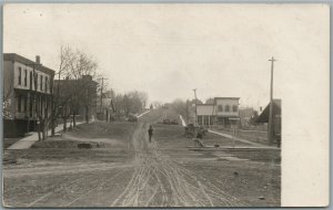 NEW GAMBRIA MO STREET SCENE RAILROAD CROSSING ANTIQUE REAL PHOTO POSTCARD RPPC