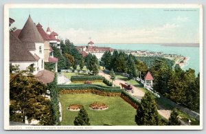 Mackinac Island MI~Birdseye West End Cottages~Horse Buggy~c1910 Detroit Pub Co 