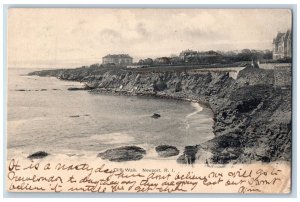 Newport Rhode Island Postcard Cliff Walk Lake Rocks Shore Buildings 1906 Vintage