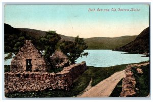 Edzell Angus Scotland Postcard Loch Lee and Old Church Ruins c1905 Antique