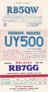 Kherson Kharkov Ukraine 3x QSL Radio Card s