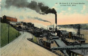 Postcard C-1910 Great Falls Montana BM Copper smelter occupation 23-13283