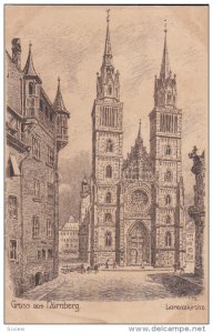 GRUSS AUS NURNBERG, Germany, 1900-1910's; Lorenzkirche