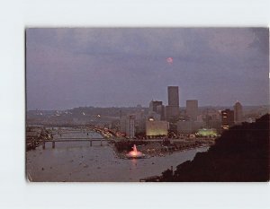 Postcard Pittsburgh at Night as viewed from Mt. Washington, Pittsburgh, PA