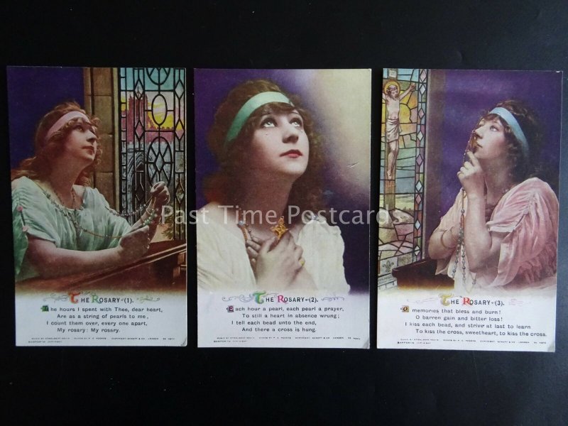 THE ROSARY - WW1 Bamforth Song Cards set of 3 No 4984