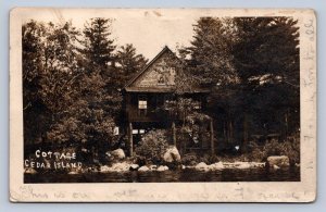 PC1/ Fourth Lake NY RPPC Postcard c1910 Adirondacks Cottage Cedar Island 553