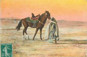 North Africa scenes & types ethnic arab knight horseman horse postcard