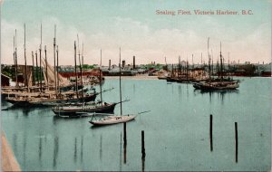 Sealing Fleet Victoria BC British Columbia Harbour Ships Boats Postcard H36