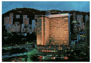 Hong Kong Hilton Hong Kong Island at Night Postcard 1980s City Lights