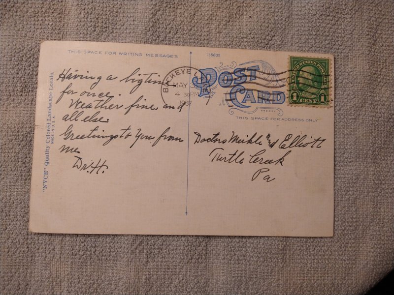 1937 Greetings from Buckeye Lake, Ohio Linen Postcard