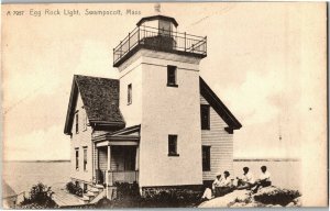 Egg Rock Light, Lighthouse Swampscott MA Undivided Back Vintage Postcard R36