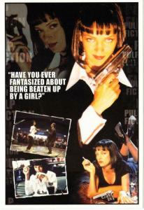 Postcard of Pulp Fiction Movie Uma Thurman Beaten Up By a Girl Quote