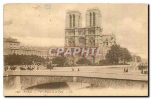 Old Postcard Paris Notre Dame and the Pont