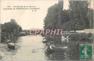 Old Postcard The Banks of the Marne Boating Joinville Nogent