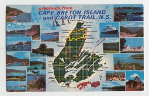 P3006, vintage postcard many multi views & map nova scotia cape breton Is canada