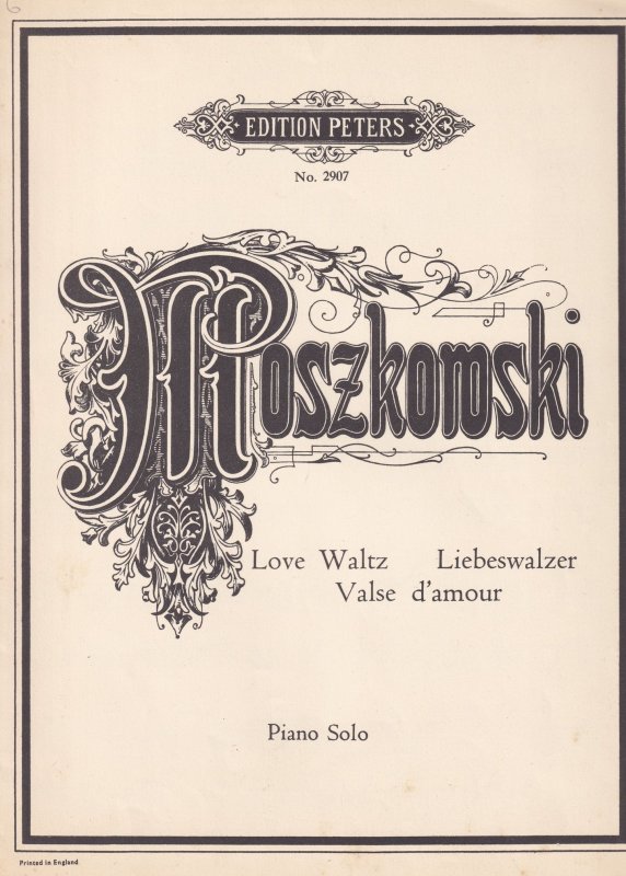 Moszkowski Love Waltz Opus 57 No 5 1950s Classical Piano Sheet Music