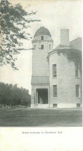 Iowa Grinnell College Goodnow Hall South Entrance B&W UDB Postcard