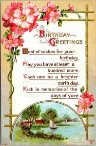  BIRTHDAY GREETINGS - NATURE SCENE - VINTAGE POSTCARD