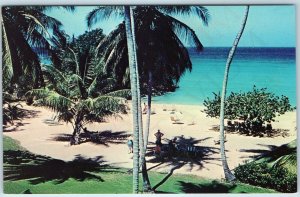 c1960s Ocho Rios, Jamaica, W.I Beach from Jamaica Inn Hotel People Swimming A227