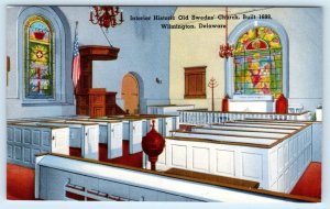 WILMINGTON, DE Delaware ~ Historic Interior OLD SWEDE'S CHURCH c1950s Postcard